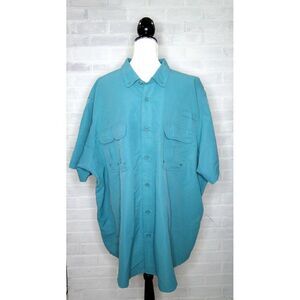 King Size Vented‎ Back Pocket Front Outdoor Fishing Button Shirt Men's 3XL Big